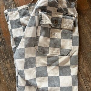 Checkered Boot Cut Jeans